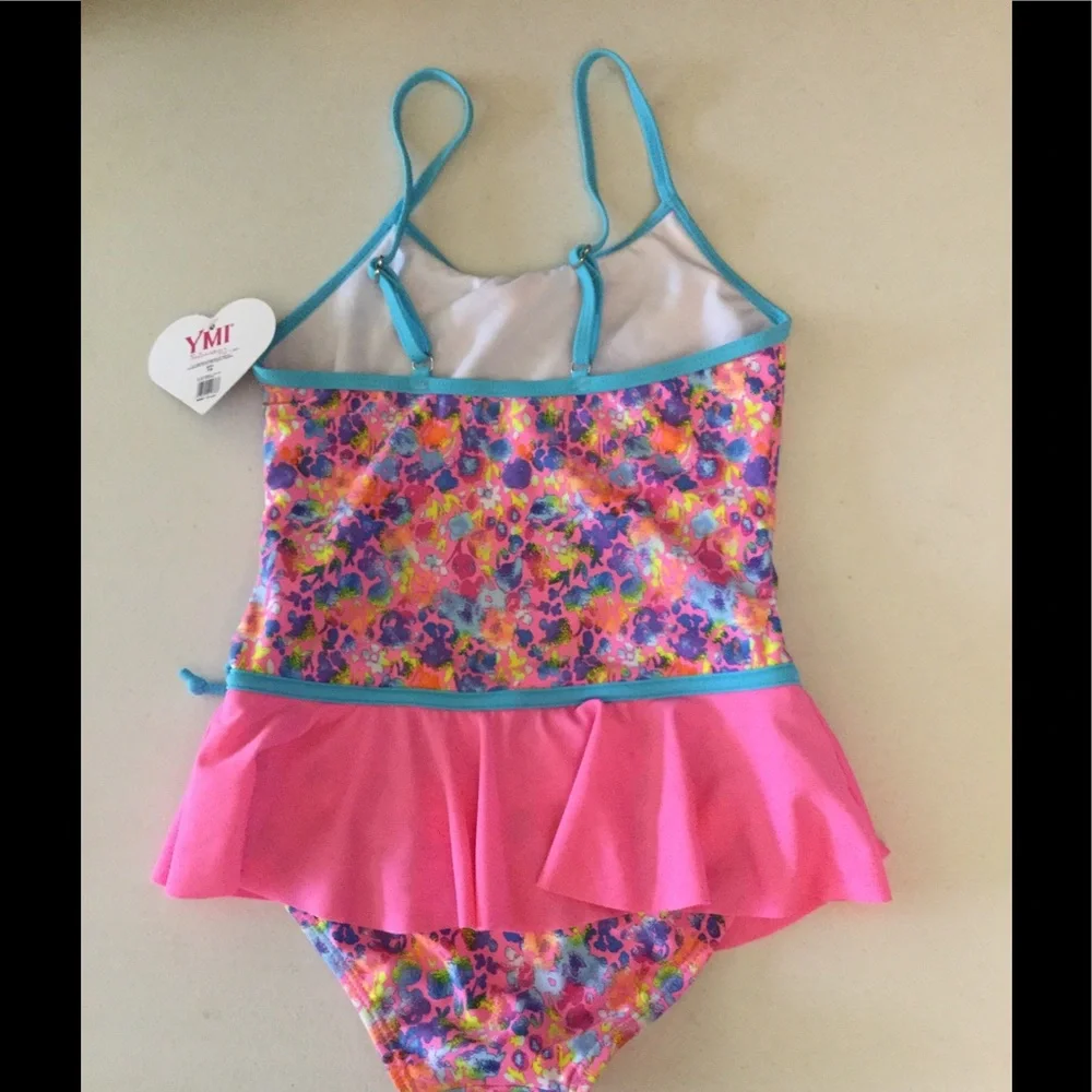 NWT YMI confetti floral print ruffle 1pc swimsuit